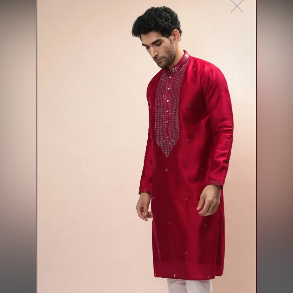 Red Silk Kurta Set | Abhinav Mishra design